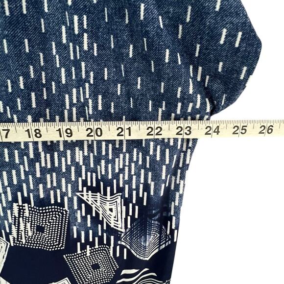 SJS Kimono Cardigan Womens 2XL Blue Geometric Open Front Relaxed Layering Flowy - Picture 7 of 12